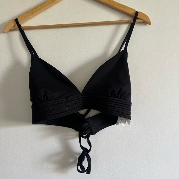 Seafolly Australia Black Quilted Fixed Tri Strappy Bikini Top size 14 EUC - Picture 5 of 12